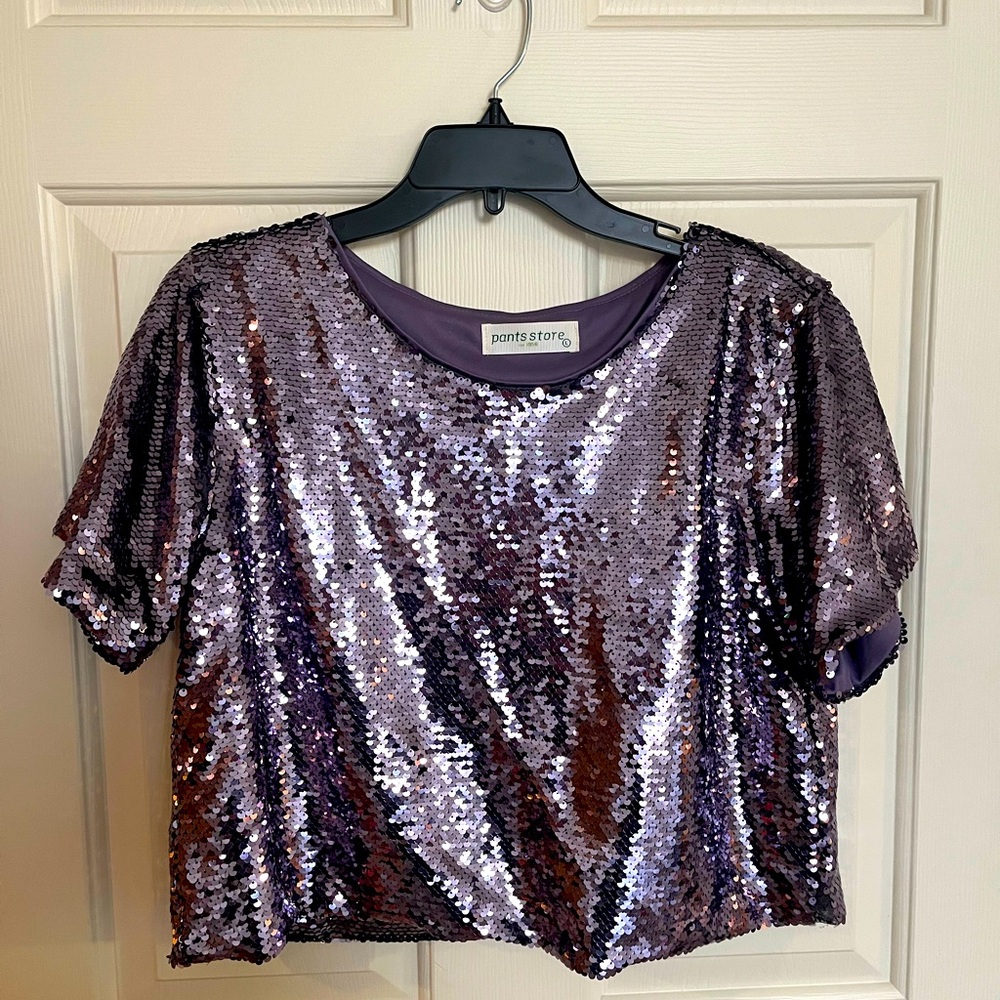 Pants Store purple sequin cropped top